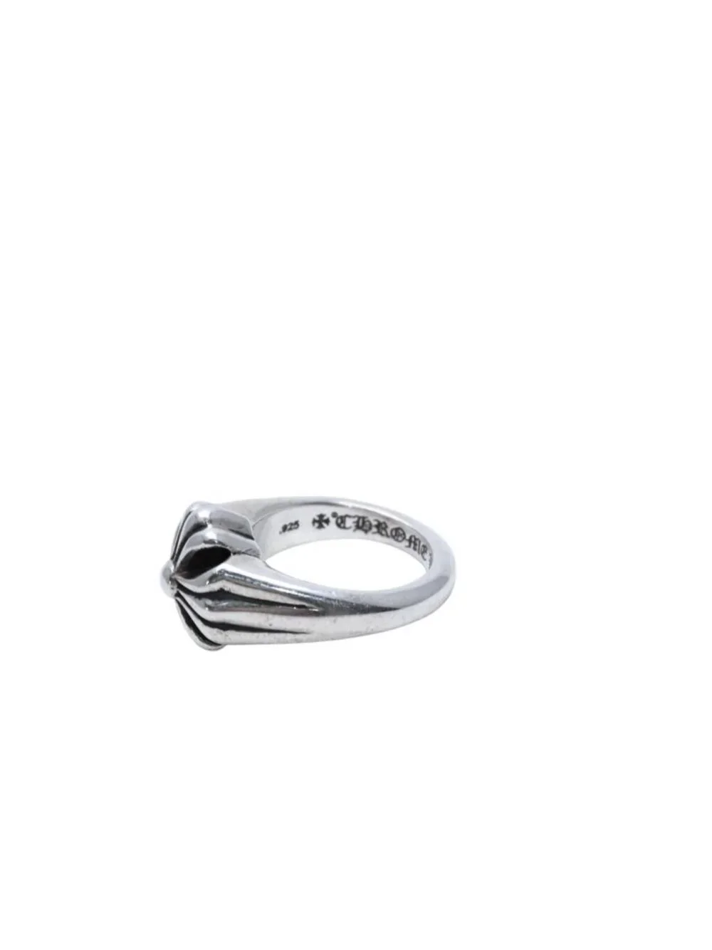 Chrome Hearts Small Cutout CH Plastic Sling Ring 925 Sterling Silver